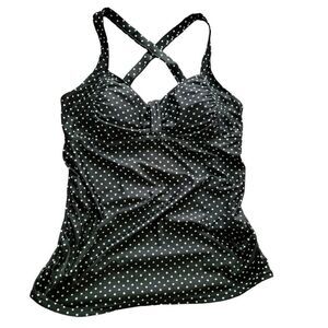 Maternity Black Polka Dots Bikini Tankini Top Swimsuit